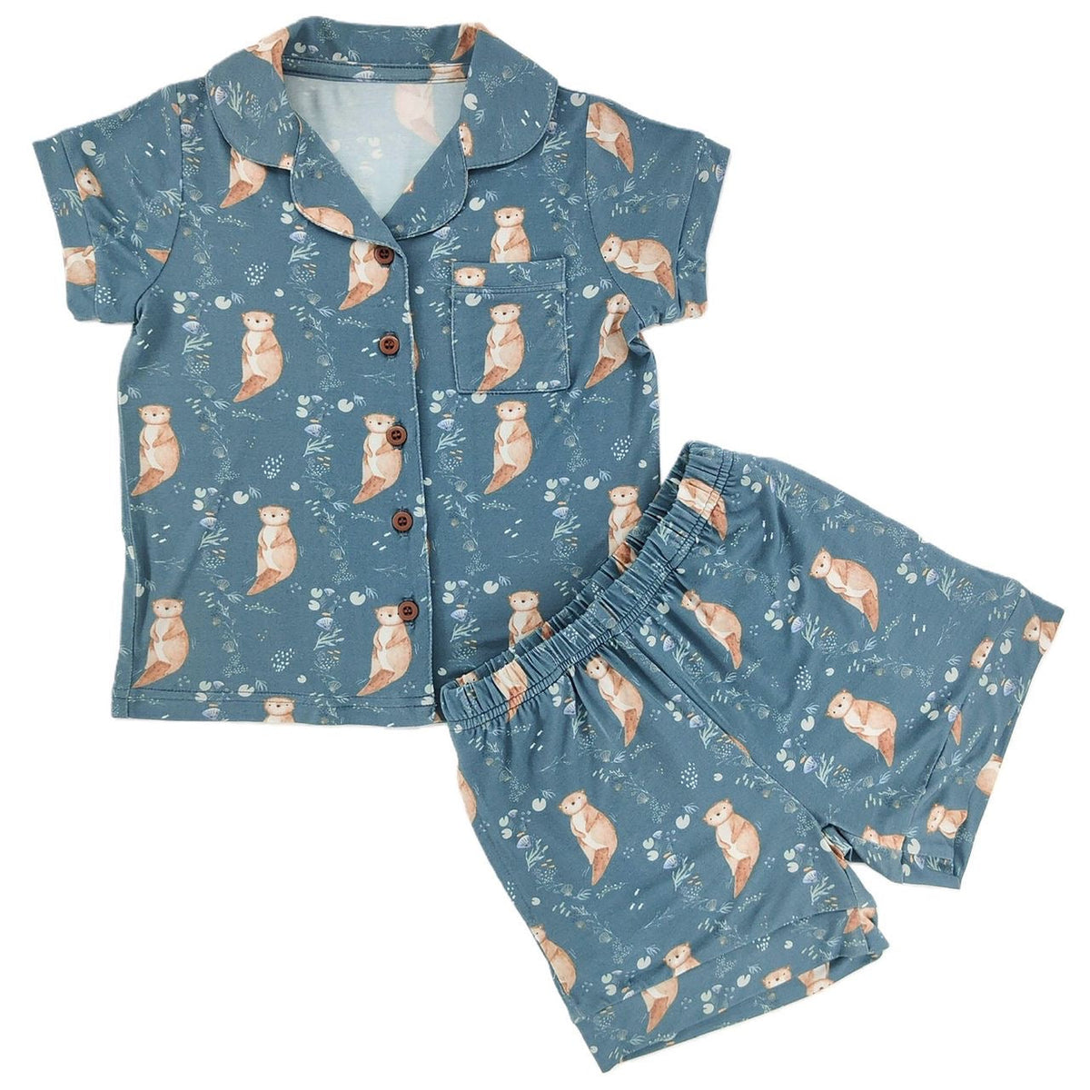 Otter Pals Bamboo Short Button Up Set