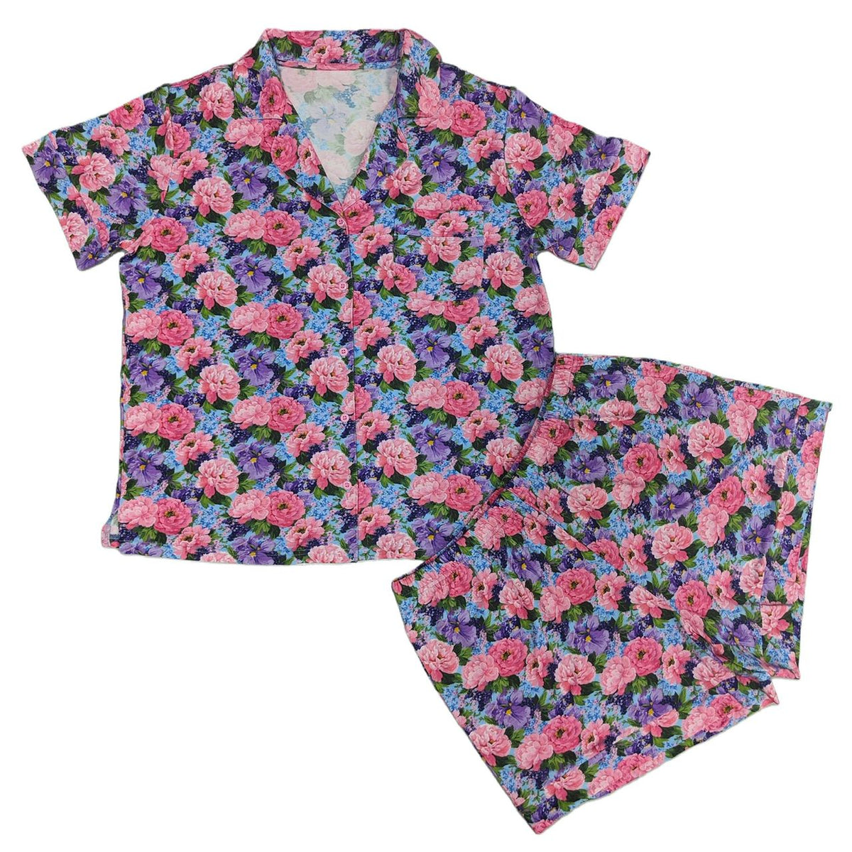 Peony Garden Women's Short Bamboo Pajama Set