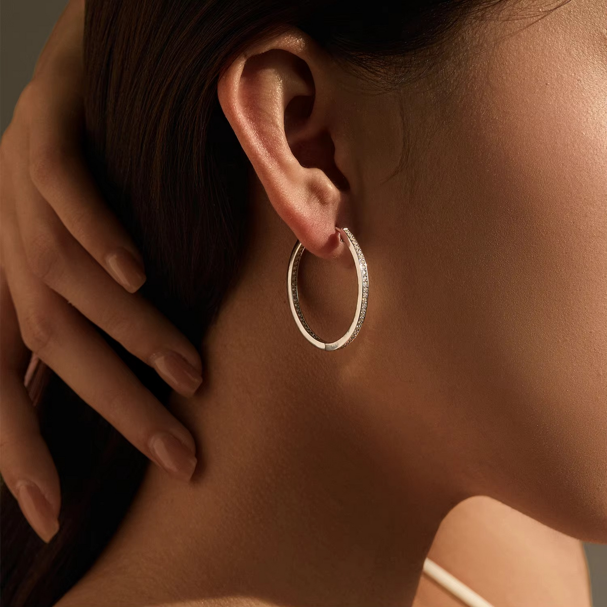 Sliver White Gold Plated Big Hoop Earring