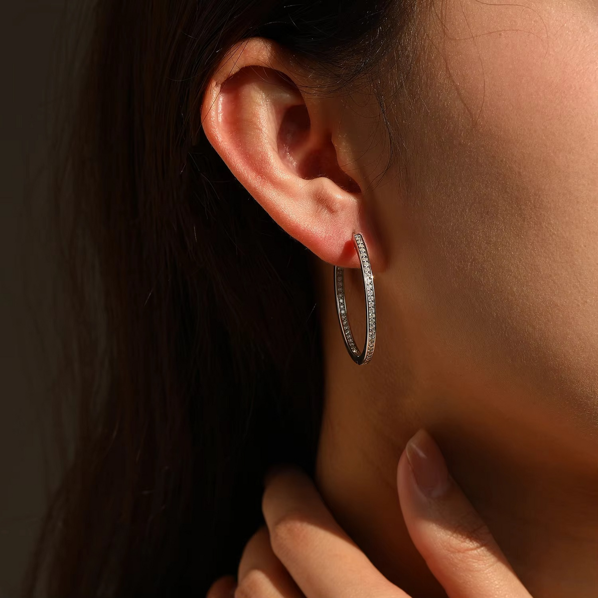 Sliver White Gold Plated Big Hoop Earring