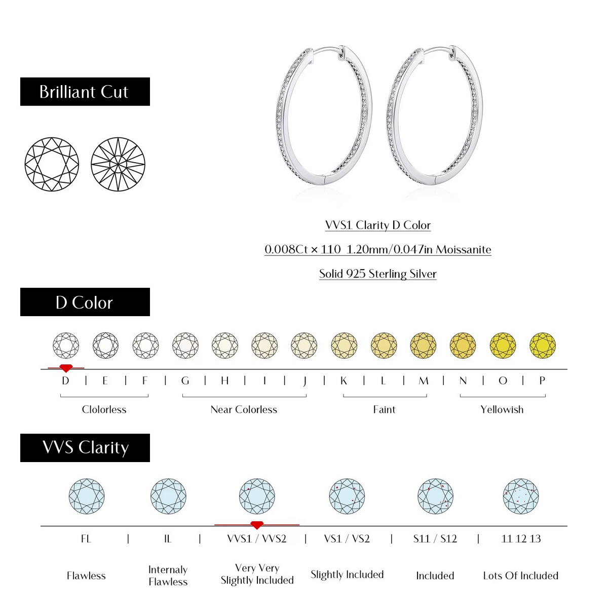 Sliver White Gold Plated Big Hoop Earring
