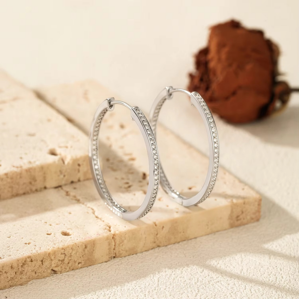Sliver White Gold Plated Big Hoop Earring